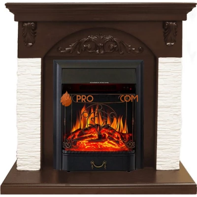 Каминокомплект Royal Flame Bern Сланец мелкий белый / Темный дуб с очагом Majestic FX Black