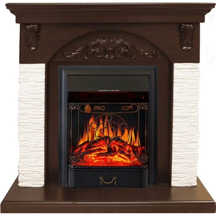Каминокомплект Royal Flame Bern Сланец мелкий белый / Темный дуб с очагом Majestic FX Black