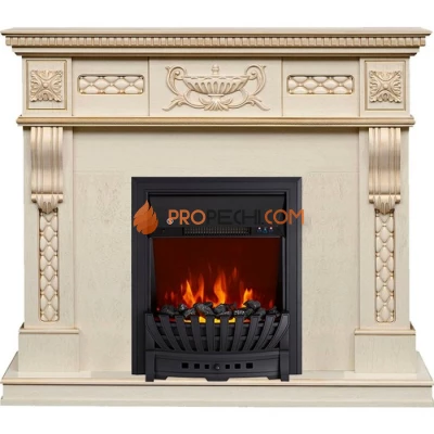 Каминокомплект Royal Flame Corsica - Слоновая кость с патиной (Ширина 1100) с очагом Aspen Black
