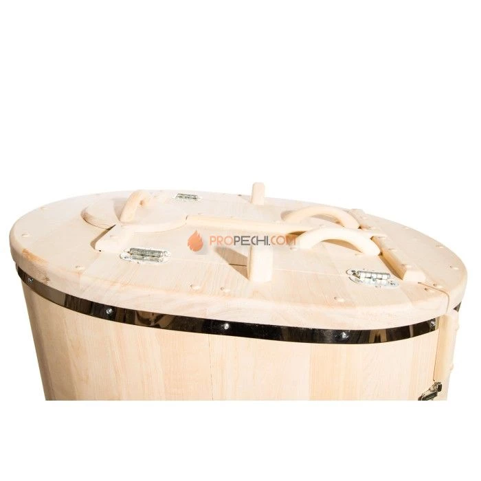 Фитобочка овальная НКЗ PREMIUM из кедра, со скошенной крышкой, 130x78x100 см / 40 мм