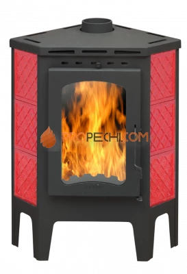 Бавария угловая изразцовая Решетка красная с металлической крышкой