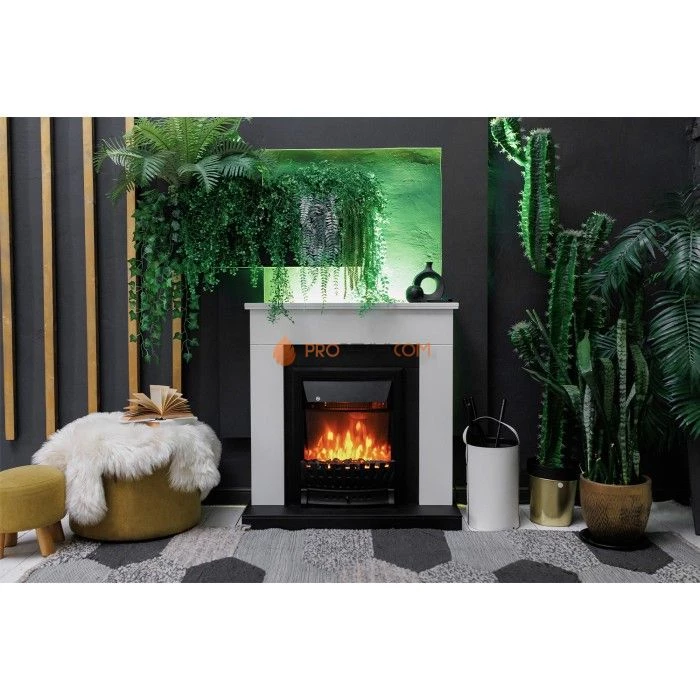 Каминокомплект Royal Flame Bergen (Разборный) - Белый с черным с очагом Jupiter FX New