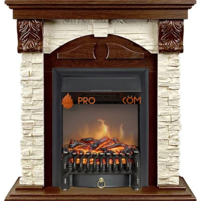 Каминокомплект Royal Flame Dublin (Разборный) - Орех каньон / Сланец с очагом Fobos FX M Black