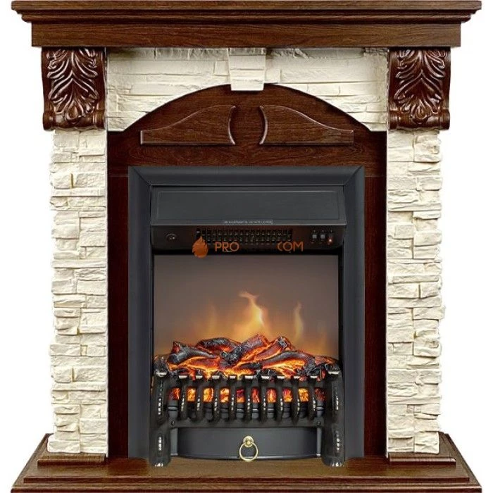 Каминокомплект Royal Flame Dublin (Разборный) - Орех каньон / Сланец с очагом Fobos FX M Black
