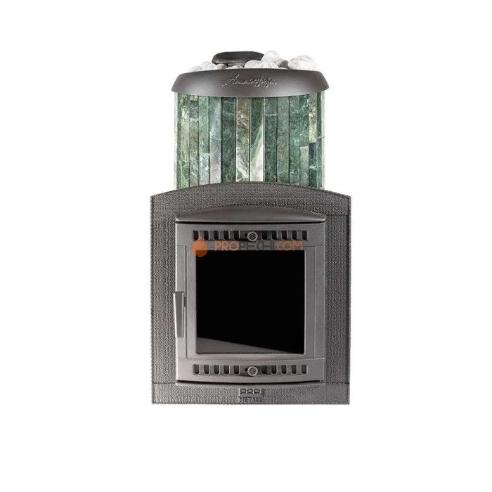 Чугунная печь для бани Атмосфера XL Про ламели Змеевик наборный