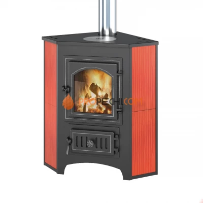 Печь-камин Везувий ПК-01 (220) угловой с конфоркой (красный)