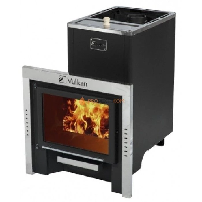 Дровяная печь для бани Вулкан Эльбрус 20 Панорама с баком