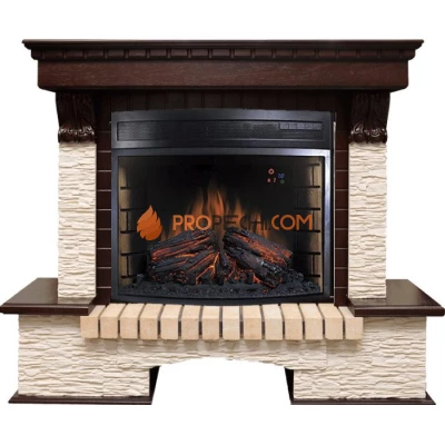 Каминокомплект Royal Flame Pierre Luxe угловой - Темный дуб / Сланец бежевый с очагом Dioramic 28 LED FX
