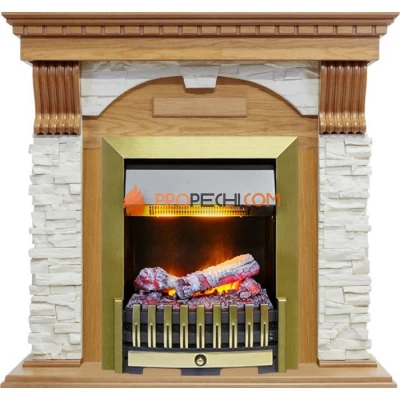 Каминокомплект Dimplex Dublin - Дуб / Сланец белый с очагом Danville Antique Brass FB2