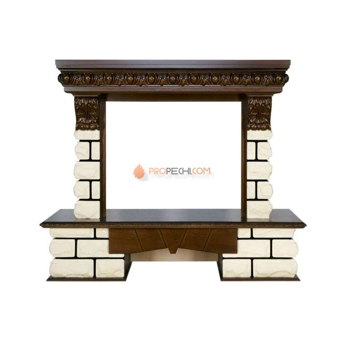 Каминокомплект Royal Flame Pierre Luxe LORD - Темный дуб / Белый с Электрическим очагом Royal Flame Emerald 28