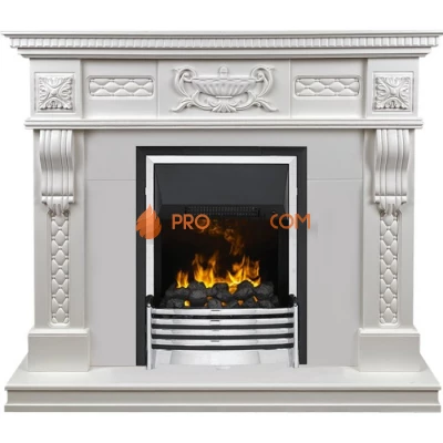 Каминокомплект Dimplex Corsica - Матовый белый (Ширина 1100) с очагом Flagstaff