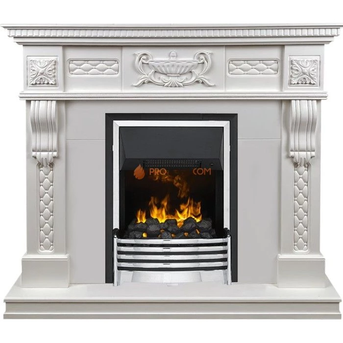Каминокомплект Dimplex Corsica - Матовый белый (Ширина 1100) с очагом Flagstaff