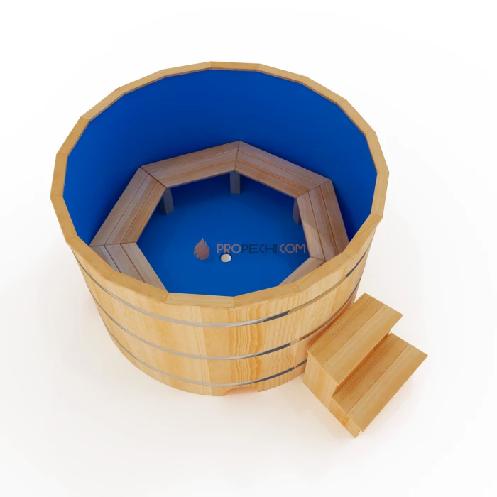 Купель круглая НКЗ STANDARD из кедра, с пластиковой вставкой, диаметр 220 см, высота 120 см