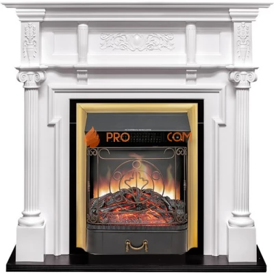 Каминокомплект Royal Flame Oxford - Белый с очагом Majestic FX Brass