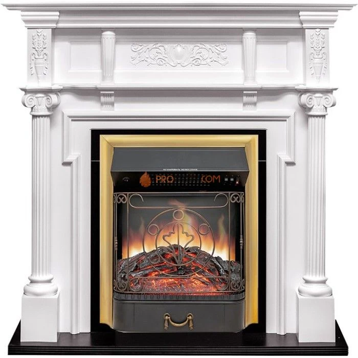 Каминокомплект Royal Flame Oxford - Белый с очагом Majestic FX Brass