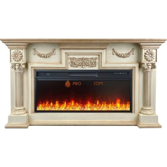 Каминокомплект Royal Flame London - Слоновая кость с патиной (Ширина 1490 мм) с очагом Vision 42 LED