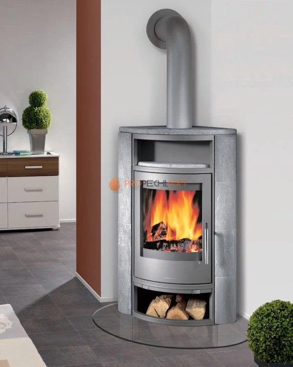 Печь-камин ABX Polar 6 угловой серая сталь