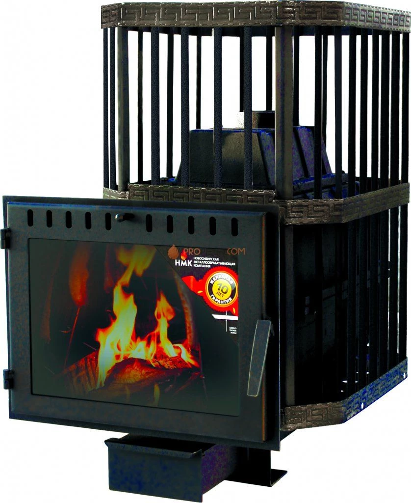 Чугунная банная печь "Сибирь-24" с панорамной топочной дверцей