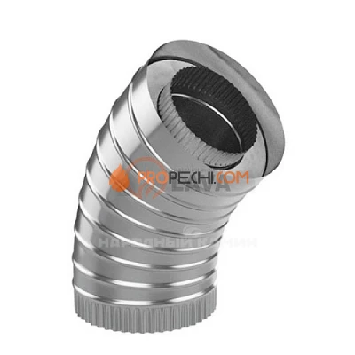 Сэндвич-отвод 115/180, угол 45*, нерж. 439 (0,8)/439 (0,5)