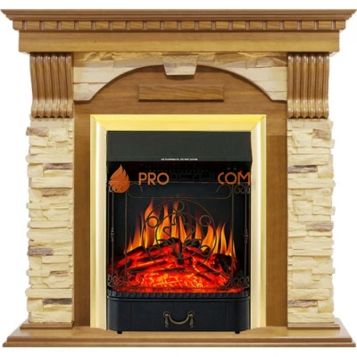 Каминокомплект Royal Flame Dublin - Дуб / Сланец с очагом Majestic FX Brass