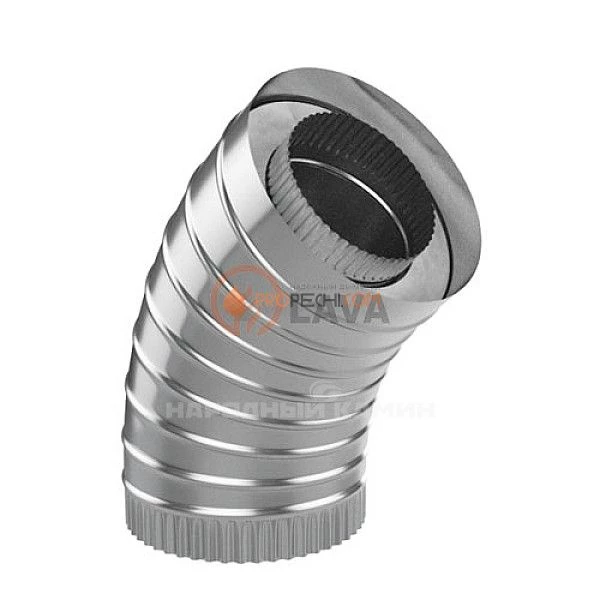 Сэндвич-отвод 115/180, угол 45*, нерж. 439 (0,8)/439 (0,5)