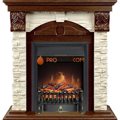 Каминокомплект Royal Flame Dublin (Разборный) - Орех каньон / Сланец с очагом Fobos FX Black