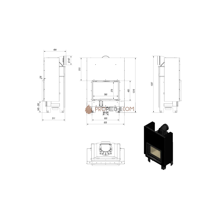 Каминная топка Kratki MBM/G (10 кВт)
