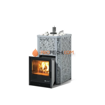 Дровяная печь для бани ИзиСтим Ялта 15/2024 в кожухе Модерн серый