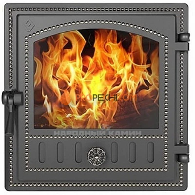 Дверка каминная со стеклом 280 (бронза) 305x355 мм