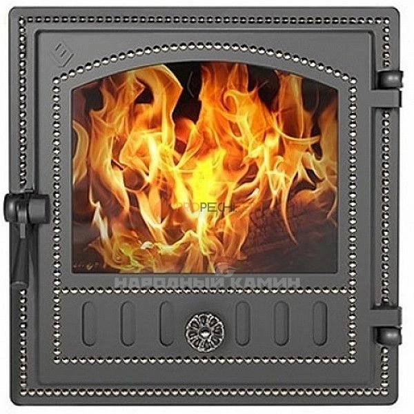 Дверка каминная со стеклом 280 (бронза) 305x355 мм