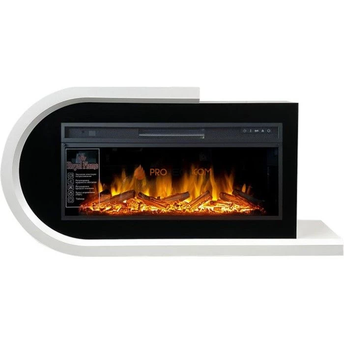 Каминокомплект Royal Flame Basel L - Белый с черным с очагом Vision 42 LOG LED