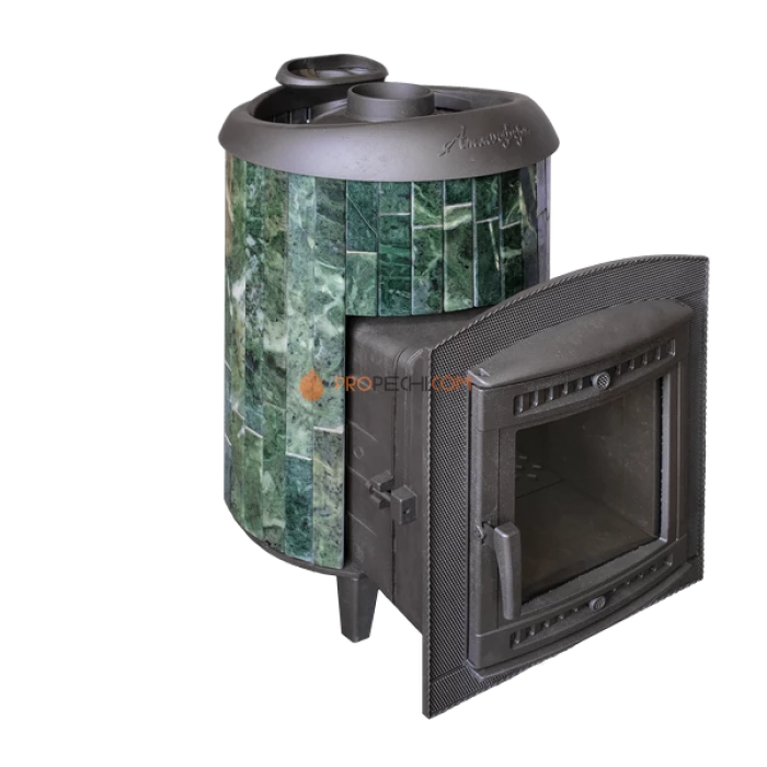 Чугунная печь для бани Атмосфера в ламелях Змеевик наборный до 22 м³