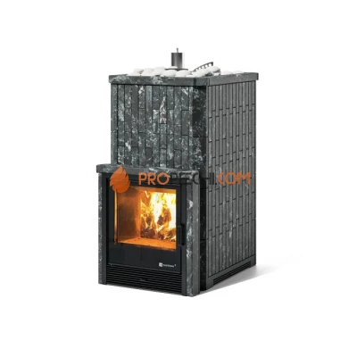 Дровяная печь для бани ИзиСтим Южная 22 с топкой из парной в камне из пироксенита