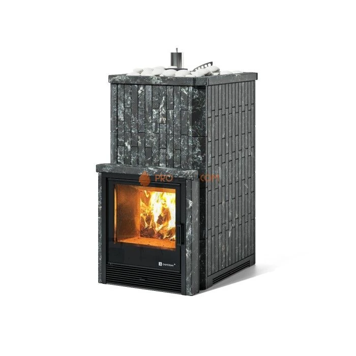 Дровяная печь для бани ИзиСтим Южная 22 с топкой из парной в камне из пироксенита