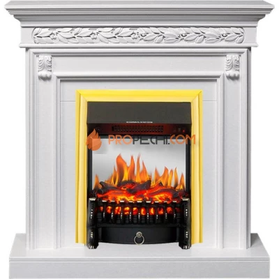 Каминокомплект Royal Flame Valletta - Белый (Ширина 1040 мм) с очагом Fobos FX M Brass