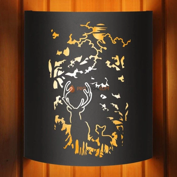 Абажур Везувий BLACK (AISI 430) тип 4 Олени в лесу