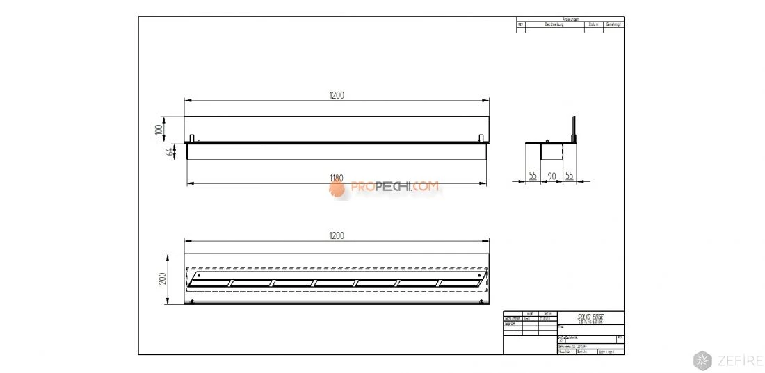 Прямоугольный контейнер Zefire 1200 со стеклом