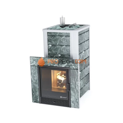 Дровяная печь для бани ИзиСтим Ялта 35 в камне Змеевик