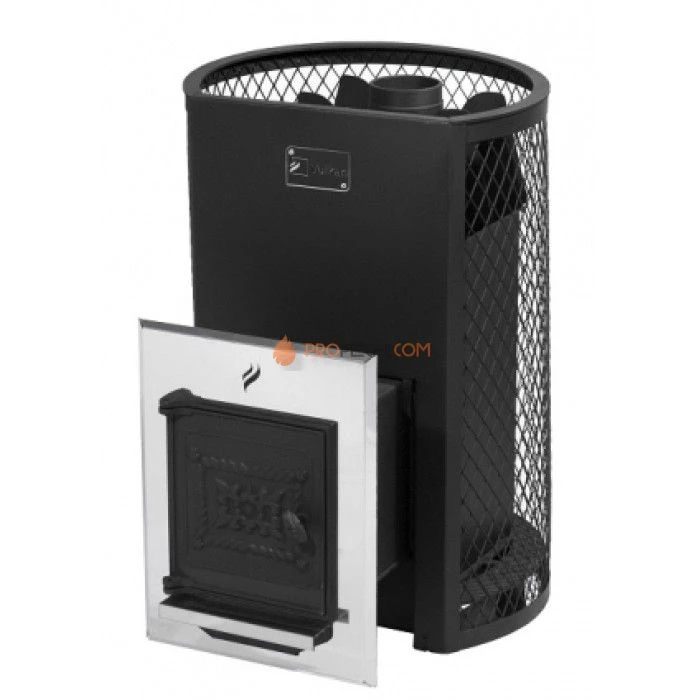 Дровяная печь для бани Вулкан Прометей 18 с сетчатым кожухом (чугун)