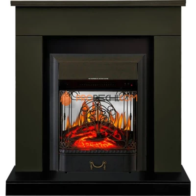 Каминокомплект Royal Flame Bergen (Разборный) - Темная олива (Ширина 900 мм) с очагом Majestic FX M Black