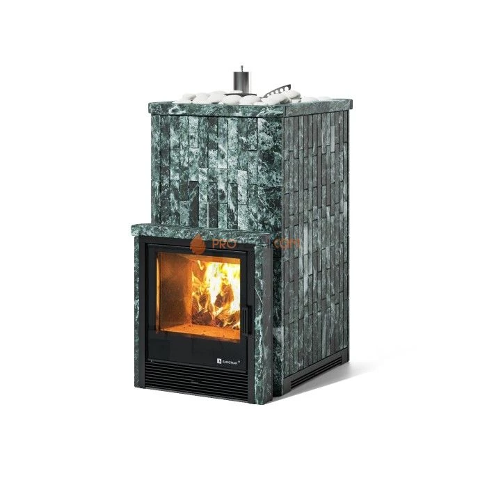 Дровяная печь для бани ИзиСтим Южная 22 с топкой из парной в камне из змеевика
