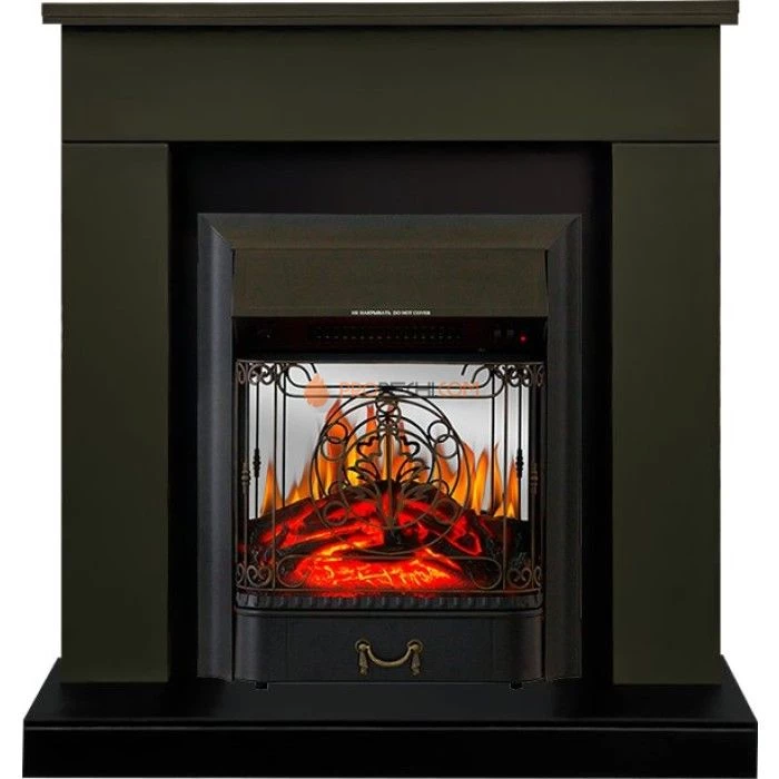 Каминокомплект Royal Flame Bergen (Разборный) - Темная олива (Ширина 900 мм) с очагом Majestic FX M Black