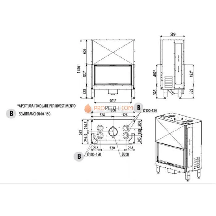Каминная топка MCZ Plasma 95B Wood
