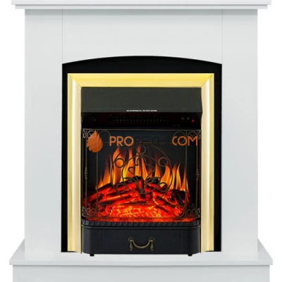 Каминокомплект Royal Flame Barcelona (разборный) - Белый с очагом Majestic FX Brass