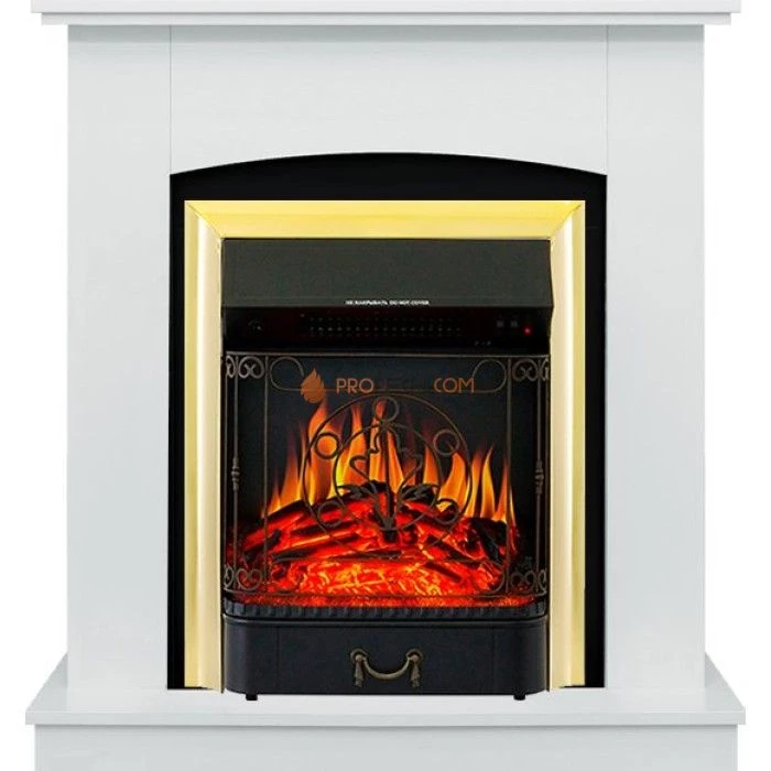 Каминокомплект Royal Flame Barcelona (разборный) - Белый с очагом Majestic FX Brass