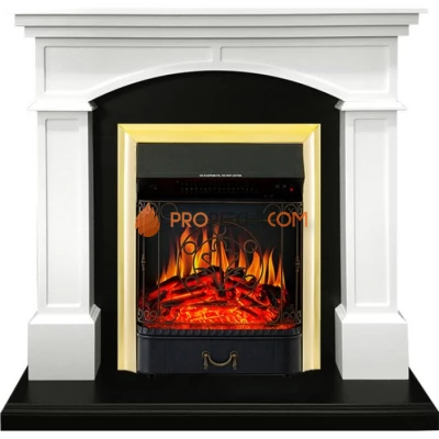 Каминокомплект Royal Flame Langford - Белый с черным с очагом Majestic FX Brass