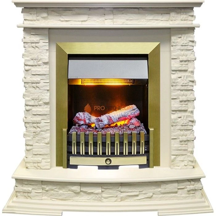 Каминокомплект Dimplex Luzern - Слоновая кость с очагом Danville Antique Brass FB2
