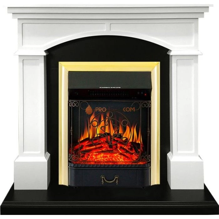 Каминокомплект Royal Flame Langford - Белый с черным с очагом Majestic FX Brass