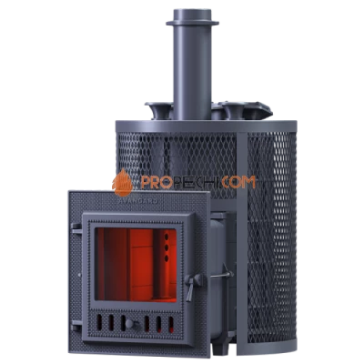 Чугунная печь для бани Гефест Авангард ЗК 24М Ураган круглая сетка