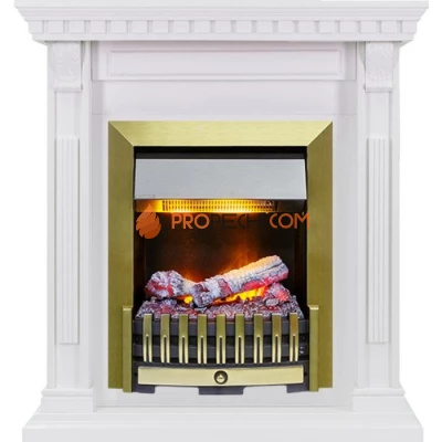 Каминокомплект Dimplex Orlean - Белый дуб с очагом Danville Antique Brass FB2